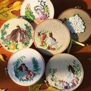 Cute Girl Flower Embroidery Kit