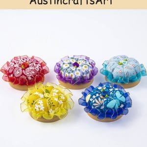 Floral Wooden Pin Cushion